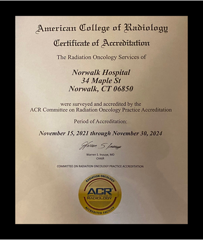 Norwalk Hospital radiation oncology program earns gold standard accreditation