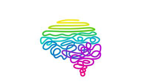 rainbow colored drawing of brain