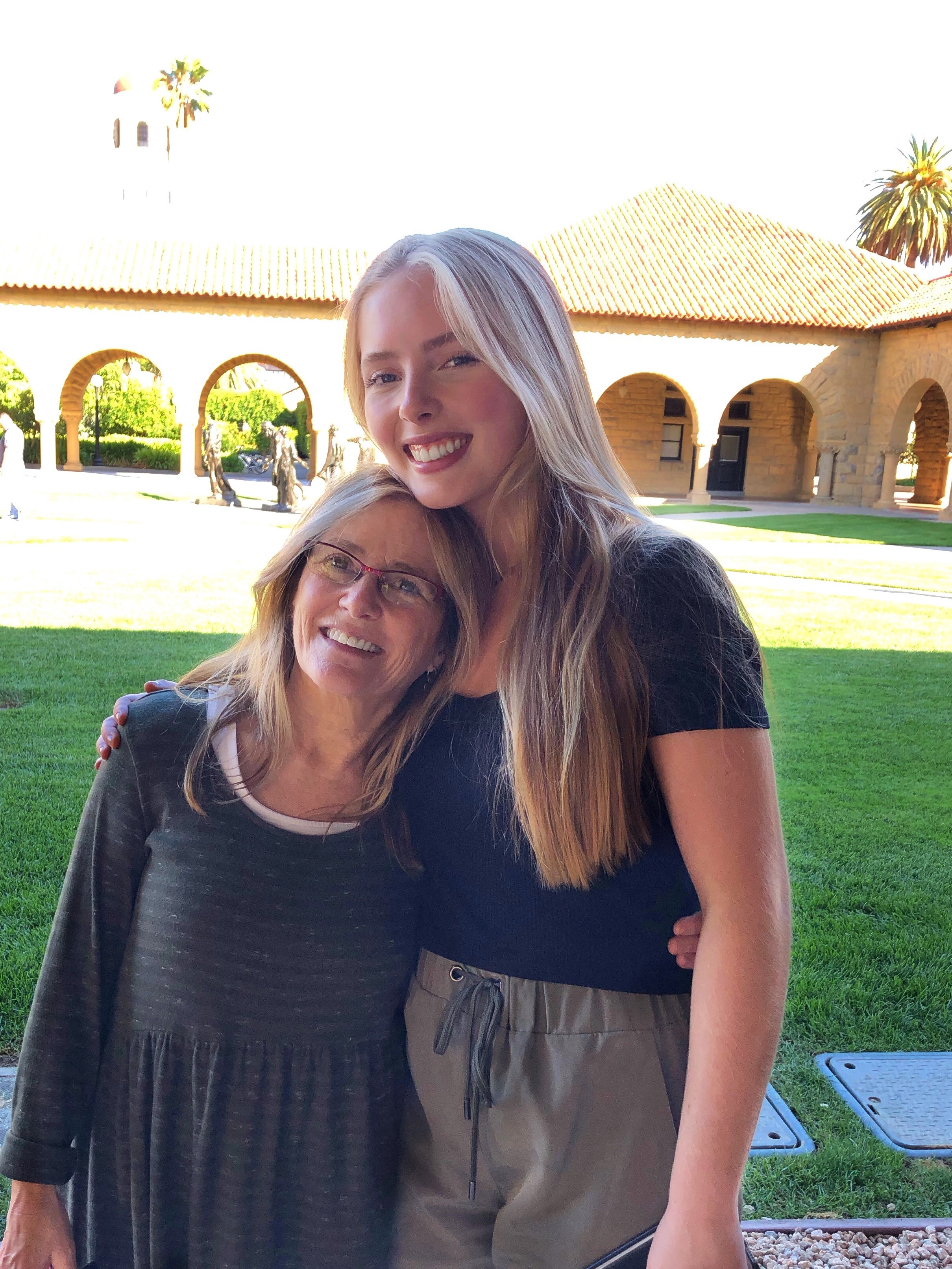 (Left to Right) Brenda and Nora Collins at Stanford University. Brenda said, “The San Francisco hills were tough for me on this trip, but we were so excited to drop Nora off for her freshman year in college.”