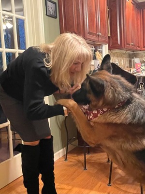 Deanna Marchiselli-Flynn with her German Shepherd, Kane