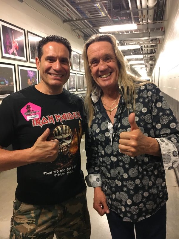Dr. Paul Wright with Nicko McBrain, musician and drummer in the British heavy metal band Iron Maiden