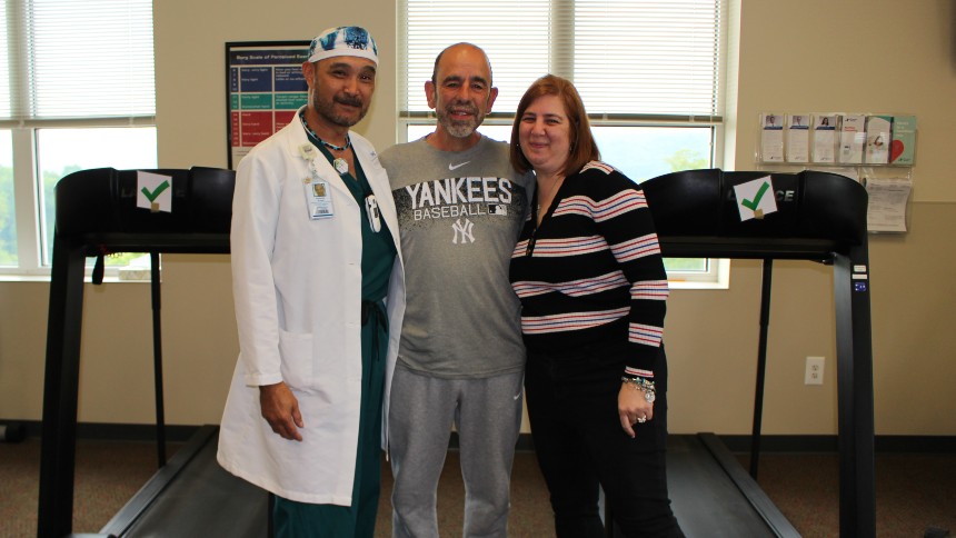 John Covais, cardiac arrest patient at Putnam Hospital with Danielle and Antonio Arzaga, who saved his life