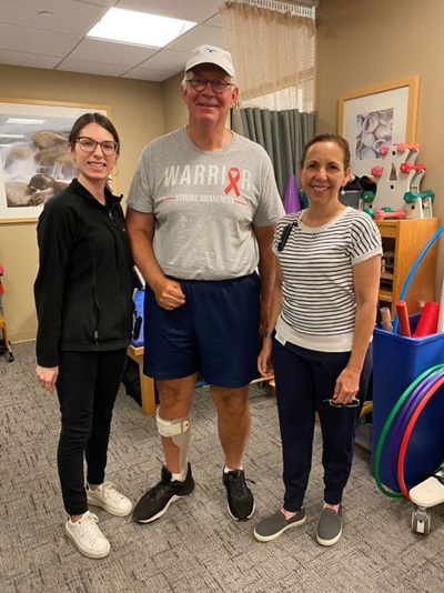 Alyssa Bond, Occupational Therapy, Mike Foster, Liz Klumac, Physical Therapy standing together at Nuvance Health Physical Rehabilitation in Norwalk in June 2023 
