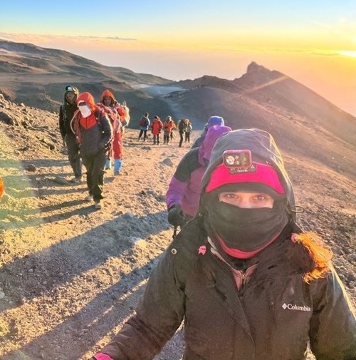 Carolina Herrera, Norwalk Hospital spinal fusion patient, hiking Mt. Kilimanjaro in July 2023.