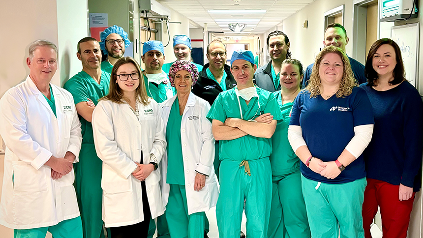 Members of the spine surgery teams at Danbury Hospital.