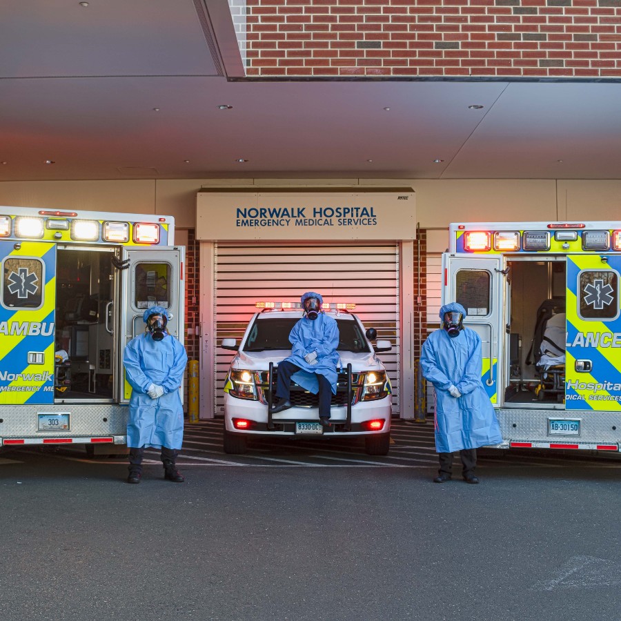 Norwalk Hospital EMS team in protective gear