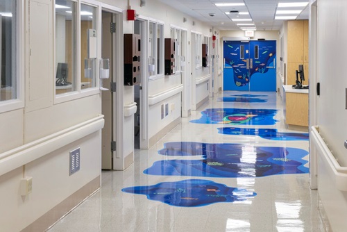A view the colorful, decorative hallway at the pediatric unit - VBMC