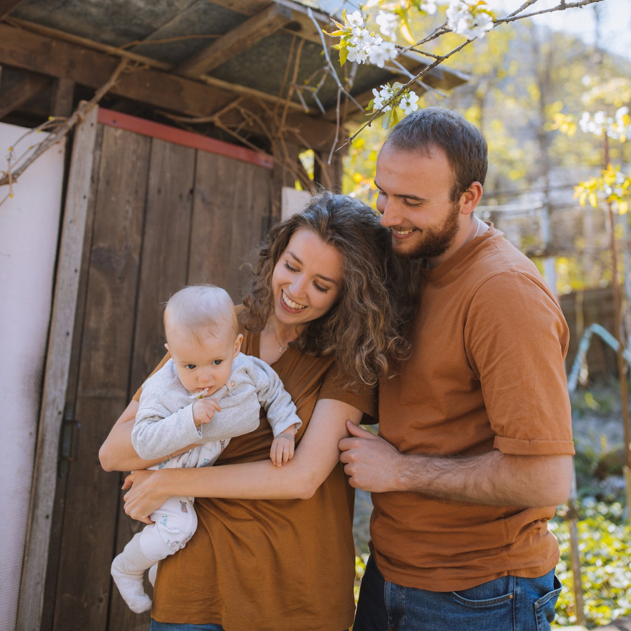 Happy family outdoors