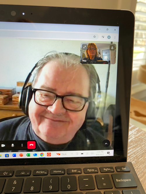 Richard Martin in a telehealth therapy session with Melanie St. Raymond, LCSW.
