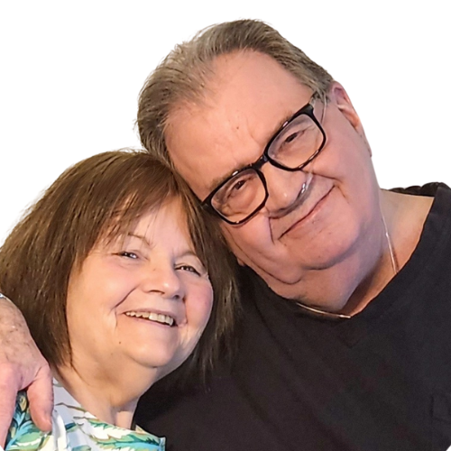 Richard Martin with his partner, Katie.