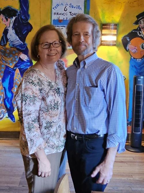 Alan Smith right and his spouse Kandace Cook left at El Farol Flamenco restaurant in Santa Fe NM