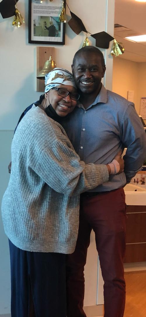 Leonie Roberts and her Husband Ringing Chemotherapy Bell