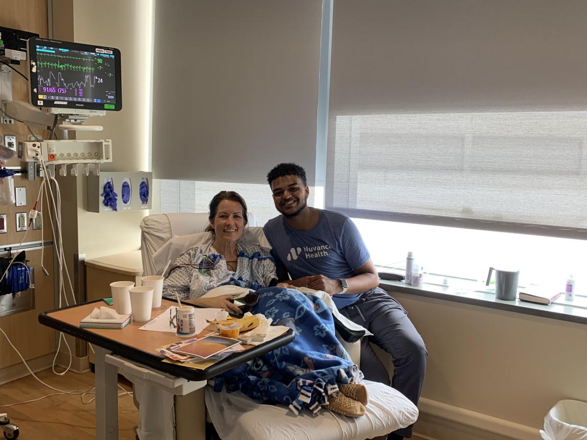 Winni Sanchez with Amie Stearns Danbury Hospital and New Milford Hospital Stroke Patient with her fa